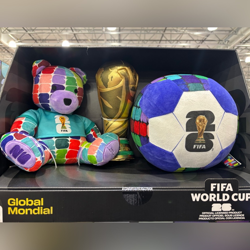 FIFA World Cup 2026 Plush 3-Pack Set Bear Soccer Ball Trophy Jazwares RARE! NEW!